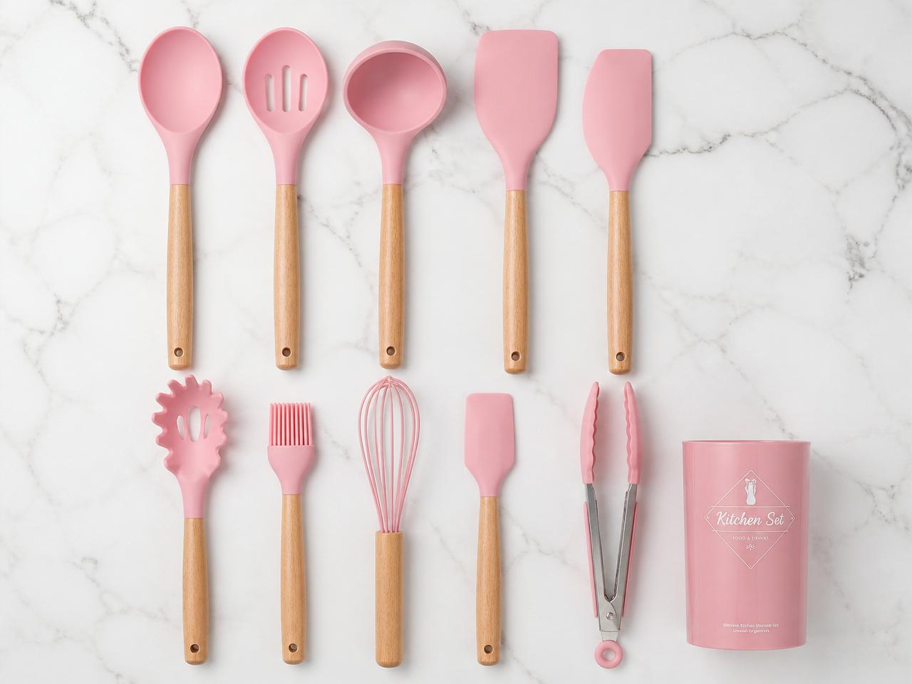Todas as 12 peças do Jogo Cozinha Premium Silicone
